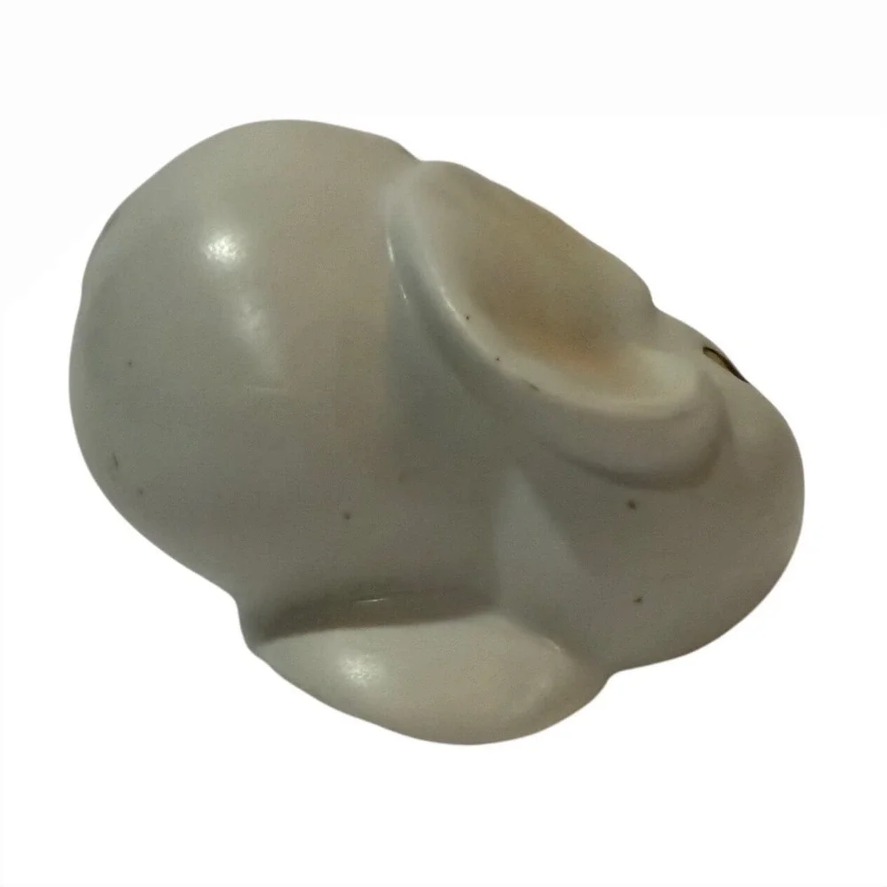Whimsical Vintage White Bone China Baby Elephant Figurine Miniature Red Toenails